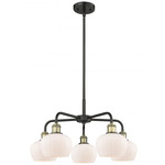 Fenton Chandelier - Matte Black / Antique Brass / Matte White