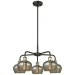 Fenton Chandelier - Matte Black / Antique Brass / Mercury
