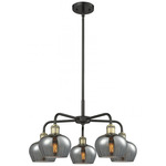 Fenton Chandelier - Matte Black / Antique Brass / Smoked