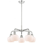 Fenton Chandelier - Polished Chrome / Matte White