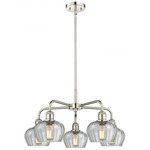 Fenton Chandelier - Polished Nickel / Clear