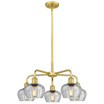Fenton Chandelier - Satin Gold / Clear