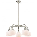 Fenton Chandelier - Satin Nickel / Matte White
