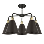 Ballston Cone Convertible Chandelier - Matte Black / Antique Brass