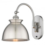 Adirondack Curved Arm Wall Light - Brushed Satin Nickel