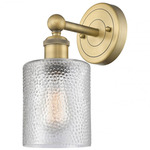 Cobbleskill Round Canopy Wall Sconce - Brushed Brass / Clear