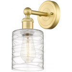 Cobbleskill Round Canopy Wall Sconce - Satin Gold / Clear Swirl