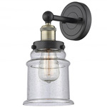 Canton Wall Sconce - Matte Black / Antique Brass / Clear Seedy