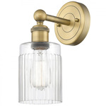 Hadley Round Canopy Wall Sconce - Brushed Brass / Clear