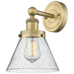 Cone Large Wall Sconce - Brushed Brass / Clear Seedy