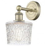 Niagra Round Canopy Wall Sconce - Antique Brass / Clear