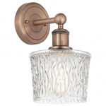 Niagra Round Canopy Wall Sconce - Antique Copper / Clear