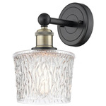 Niagra Round Canopy Wall Sconce - Matte Black / Antique Brass / Clear