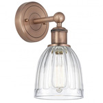 Brookfield Round Canopy Wall Sconce - Antique Copper / Clear