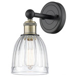 Brookfield Round Canopy Wall Sconce - Matte Black / Antique Brass / Clear