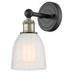 Brookfield Round Canopy Wall Sconce - Matte Black / Antique Brass / White