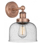Bell Stem Wall Sconce - Antique Copper / Clear Seedy