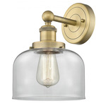 Bell Stem Wall Sconce - Brushed Brass / Clear