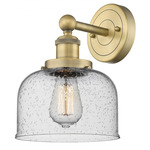 Bell Stem Wall Sconce - Brushed Brass / Clear Seedy
