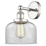 Bell Stem Wall Sconce - Polished Nickel / Clear