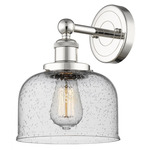 Bell Stem Wall Sconce - Polished Nickel / Clear Seedy
