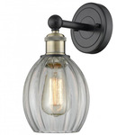 Eaton Wall Light - Matte Black / Antique Brass / Clear