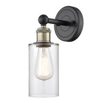 Clymer Wall Sconce - Matte Black / Antique Brass / Clear