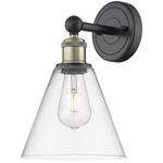 Berkshire Cone Wall Sconce - Matte Black / Antique Brass / Clear