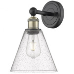 Berkshire Cone Wall Sconce - Matte Black / Antique Brass / Clear Seedy