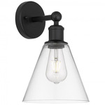 Berkshire Cone Wall Sconce - Matte Black / Clear