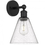 Berkshire Cone Wall Sconce - Matte Black / Clear Seedy