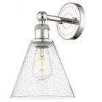 Berkshire Cone Wall Sconce - Polished Nickel / Clear Seedy