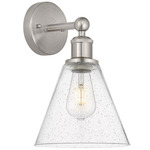 Berkshire Cone Wall Sconce - Satin Nickel / Clear Seedy