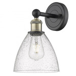 Bristol Glass Wall Light - Matte Black / Antique Brass / Clear Seedy