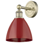 Plymouth Dome Wall Light - Antique Brass / Red
