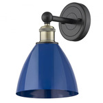 Plymouth Dome Wall Light - Matte Black / Antique Brass / Blue