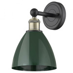 Plymouth Dome Wall Light - Matte Black / Antique Brass / Green