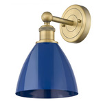 Plymouth Dome Wall Light - Brushed Brass / Blue
