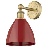 Plymouth Dome Wall Light - Brushed Brass / Red