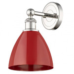Plymouth Dome Wall Light - Polished Nickel / Red