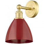 Plymouth Dome Wall Light - Satin Gold / Red
