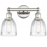 Brookfield Round Canopy Bathroom Vanity Light - Polished Nickel / Clear