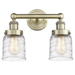 Bell Small Bathroom Vanity Light - Antique Brass / Clear Swirl