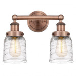 Bell Small Bathroom Vanity Light - Antique Copper / Clear Swirl