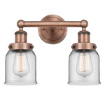 Bell Small Bathroom Vanity Light - Antique Copper / Clear