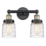 Bell Small Bathroom Vanity Light - Matte Black / Antique Brass / Clear Swirl