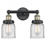 Bell Small Bathroom Vanity Light - Matte Black / Antique Brass / Clear