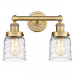 Bell Small Bathroom Vanity Light - Brushed Brass / Clear Swirl