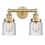 Bell Small Bathroom Vanity Light - Brushed Brass / Clear Seedy