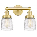 Bell Small Bathroom Vanity Light - Satin Gold / Clear Swirl